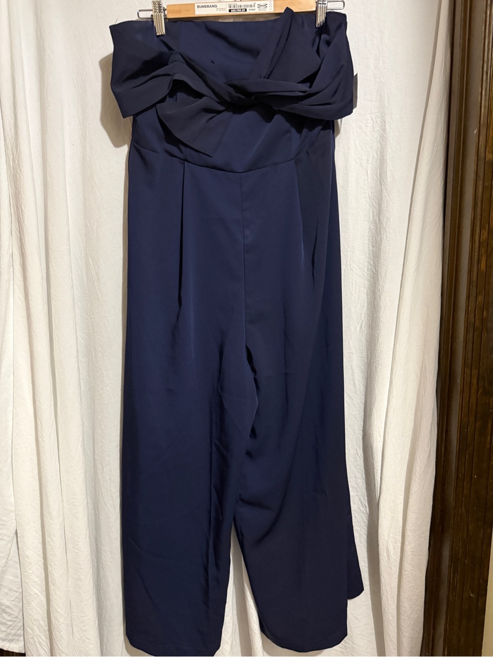 Charlotte Russe Navy Strapless Wide-Leg Jumpsuit